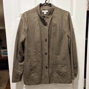 Coldwater Creek Utility Jacket in Army Green - Cotton/Linen Women's Size 10
